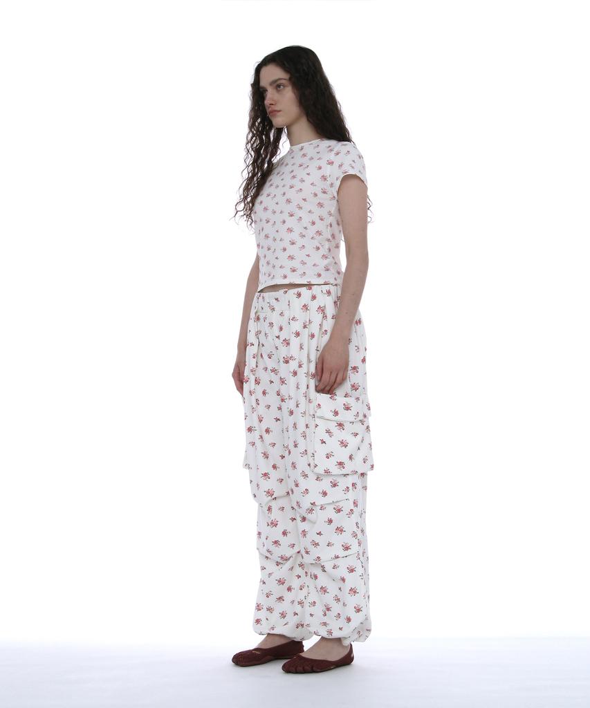 PARTIMENTO WOMEN Floral Print Short Sleeve Tee_White