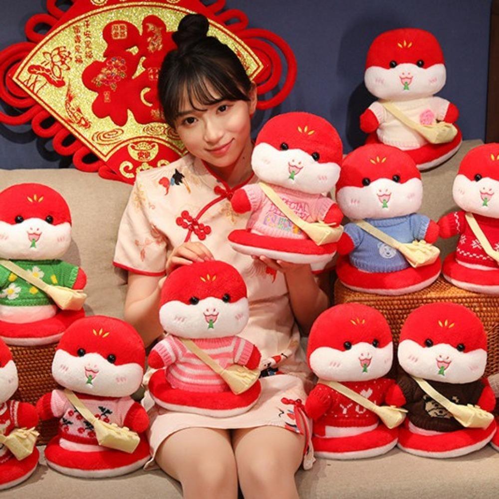 

ПП хлопок год змеи плюшевая игрушка мягкая счастливая кукла змея плюшевые игрушки талисман год змеи новогодние подарки