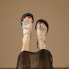 Taoffen Marke Echtes Kuh Leder Sandalen Kegel Heels Frauen Gladiator Sandalen Peep Toe Vintage Roma Sandalen Ankle Strap Heels