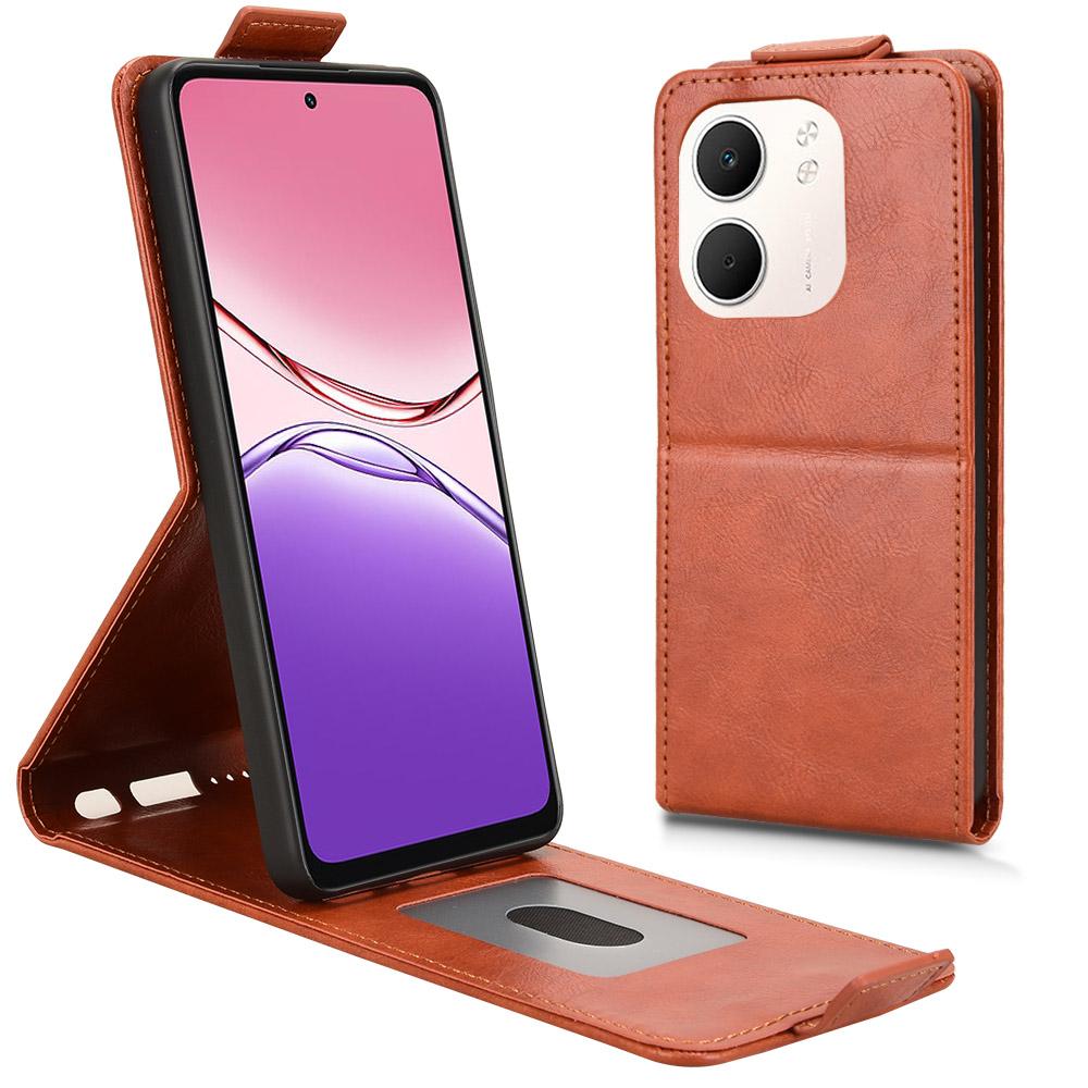 

Для Oppo A5x 5G/4G Чехол-подставка Магнитная застежка Вертикальный откидной Кожаный чехол для телефона с держателем для карт Orange