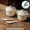 Ceramic Double Handle Stew Bowl with Lid