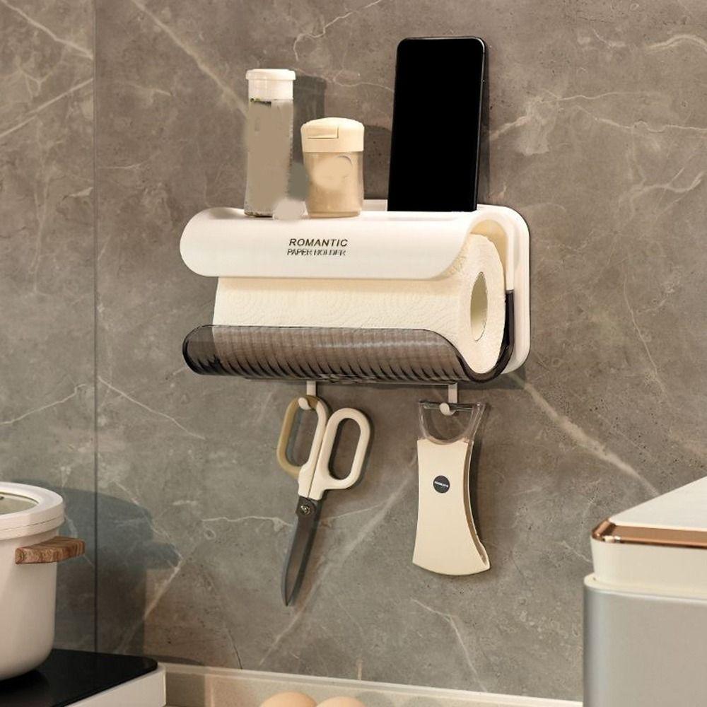 Plastic Toilet Paper Holder Wall Mounted Paper Towel Storage Box Practical Cosmetic Shelf  Kitchen