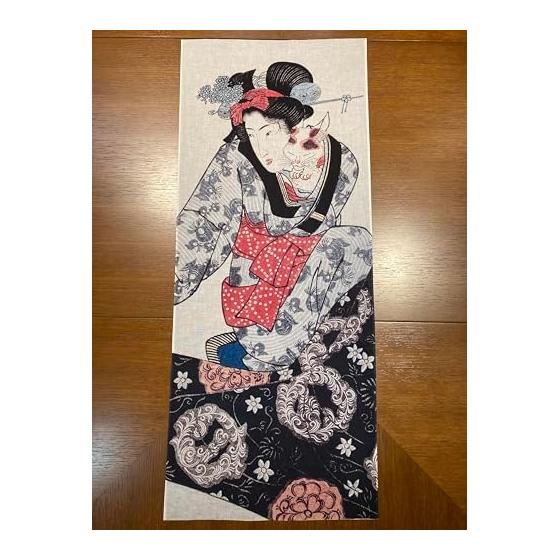 Utagawa Kunisada Ukiyo-e Tenugui (Japanese Hand Towel) - "Fry Chshi Funae" - Classic Japanese Art Print - Premium Japanese Cotton (100%) - Unique
