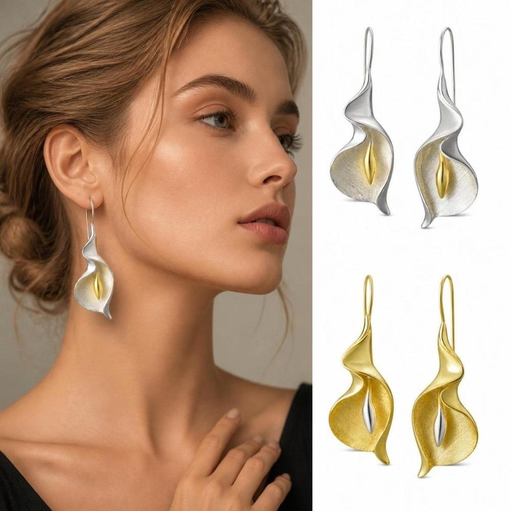 Gold Silver Drop Earrings Lightweight Calla Lily Earrings Fashion Floral Dangle Earrings Women