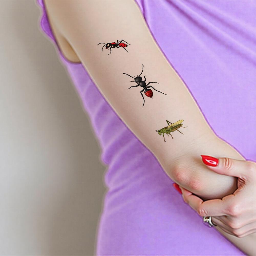 54pcs Temporary Tattoo Stickers Waterproof Long Lasting Body Stickers Cute Insect Body Art Arm Fake Tattoos for Women Men