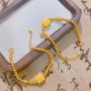 Six-Flower Lotus Pod Auspicious Beast Bracelet Women 24K Gold AU999 Classic Chinese Style, Blessing