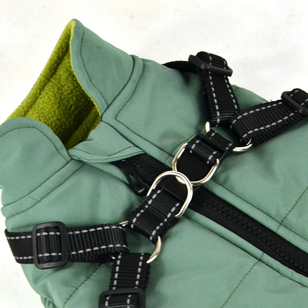 Haustier Hund Jacke mit Geschirr Winter warme Hundekleidung wasserdichte große Hundemantel für Labrador Chihuahua Französische Bulldogge Outfits