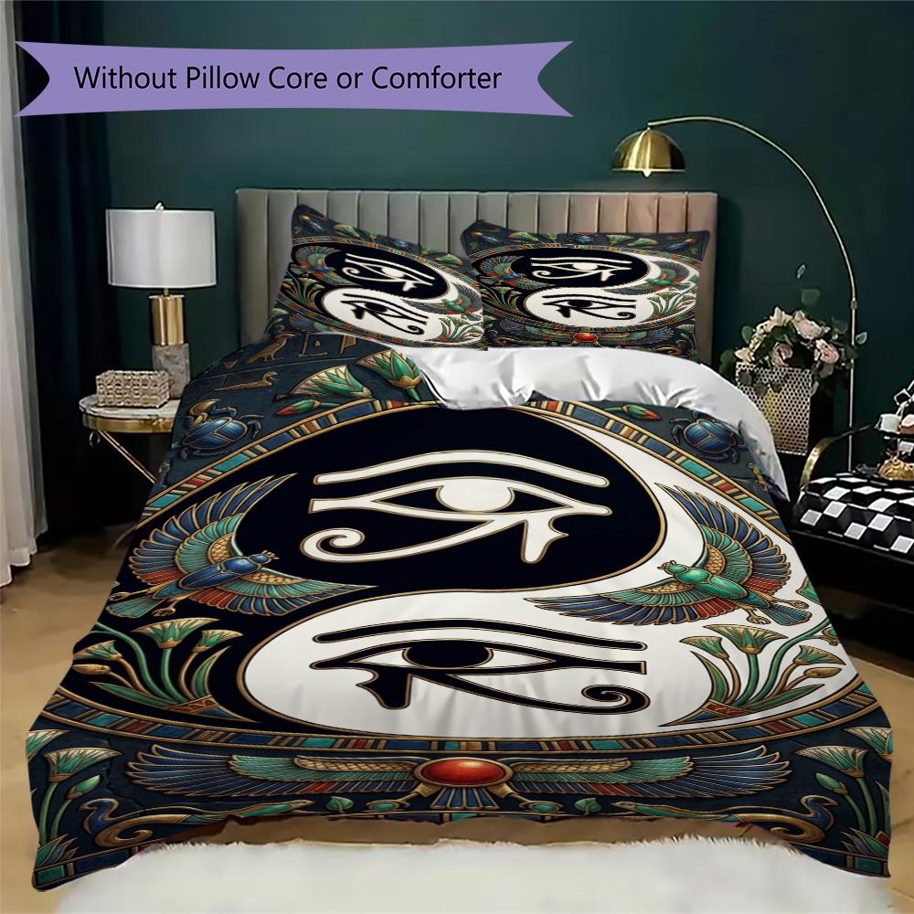 The Eye of Horus Pattern Bedding Uilt Set Uilt Cover Pillowcase Home Decoration Birthday Gift (1 * Duvet Cover + 2 * Pillowcase Without Core)109