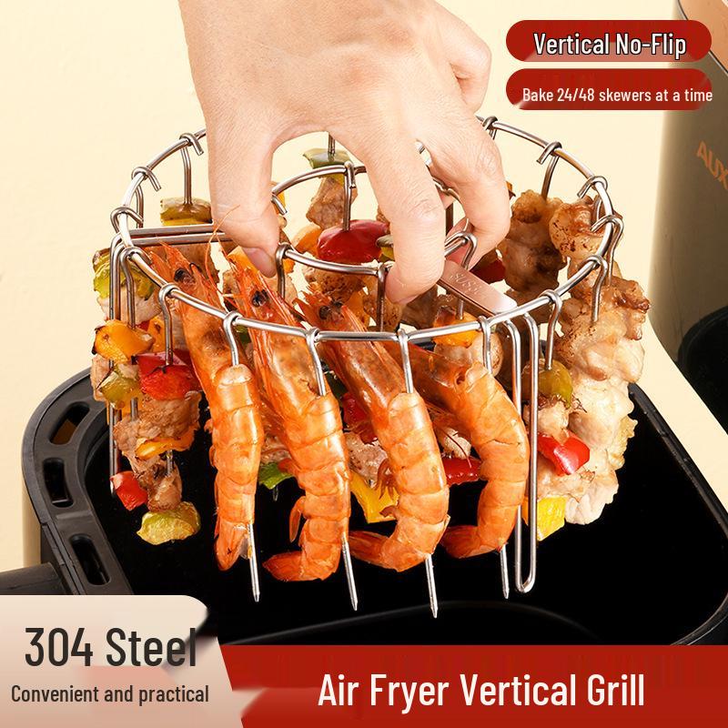 304 Stainless Steel Vertical Skewer Rack for Air Fryer and Oven BBQ