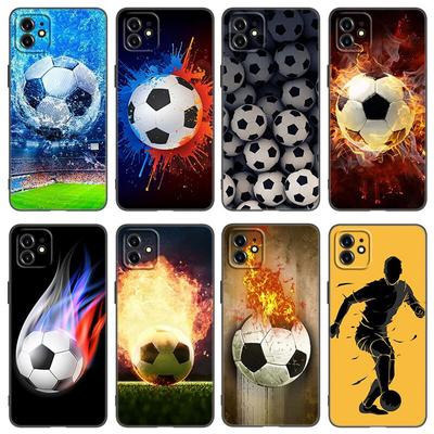 Fire Football Soccer Ball Phone Case For Apple iPhone 13 12 Mini 11 Pro XS Max XR X 8 7 6S 6 Plus SE 2022 2020 5S 5 Black Cover