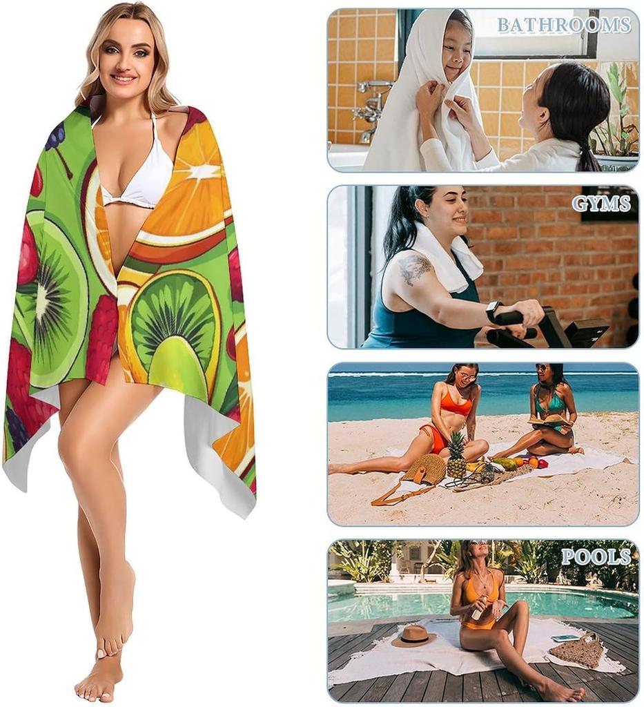 Various Fruits Beach Towels Oversized Extra Large Microfiber Pool Towel Sand Free Lightweight Beach Blanket Absorbent Quick Dry