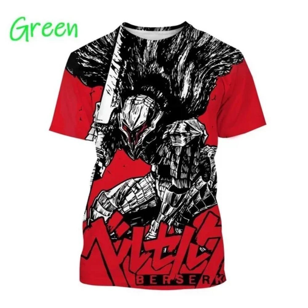 Anime Berserker 3D Printing  Anime Casual Street Style Hip Hop Short Sleeve Man