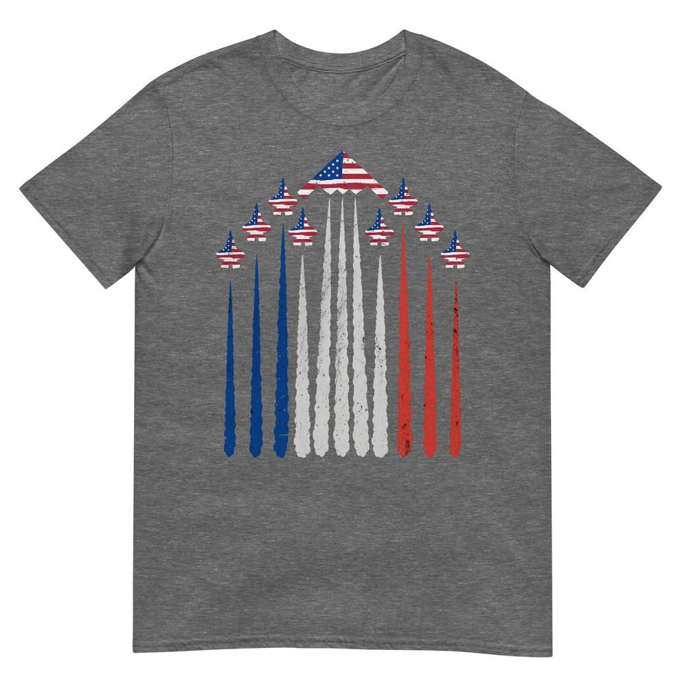 Patriotic Fighter Jets Usa Flag Red White Blue 4th Of July Tshirt