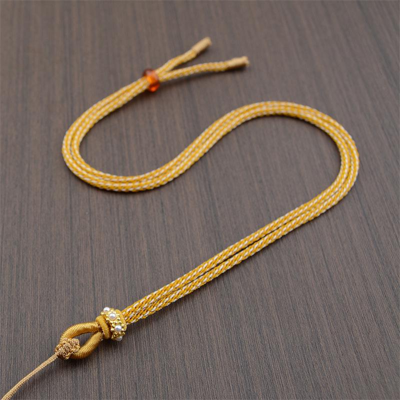 Two-Tone Hand-Woven Gold  Pearl Crystal Pendant Necklace