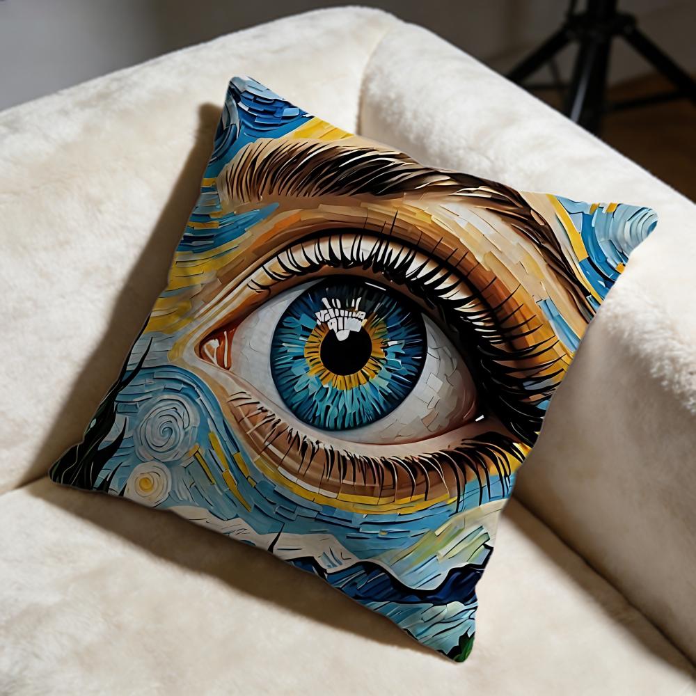 Creative Art Eyes Cushion Cover Soft Decorative Pillow Case Suitable for Bedroom Sofa Car Travel Use