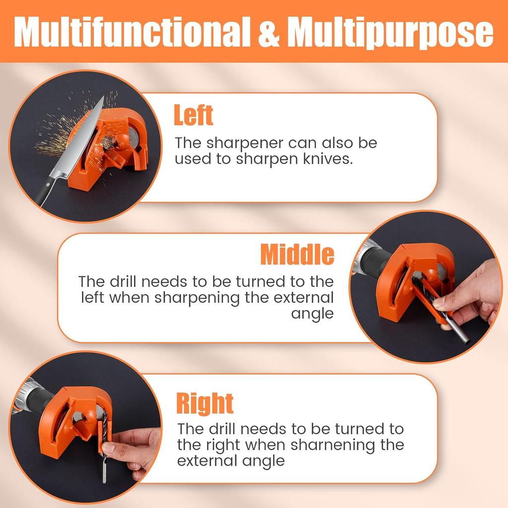 Drill Bit Sharpener, Multipurpose Drill Bit Grinding Sharpener, Drill Bit Sharpening Tool, Drill Grinder Grinding Tool for High-Speed Steel, Carbide,