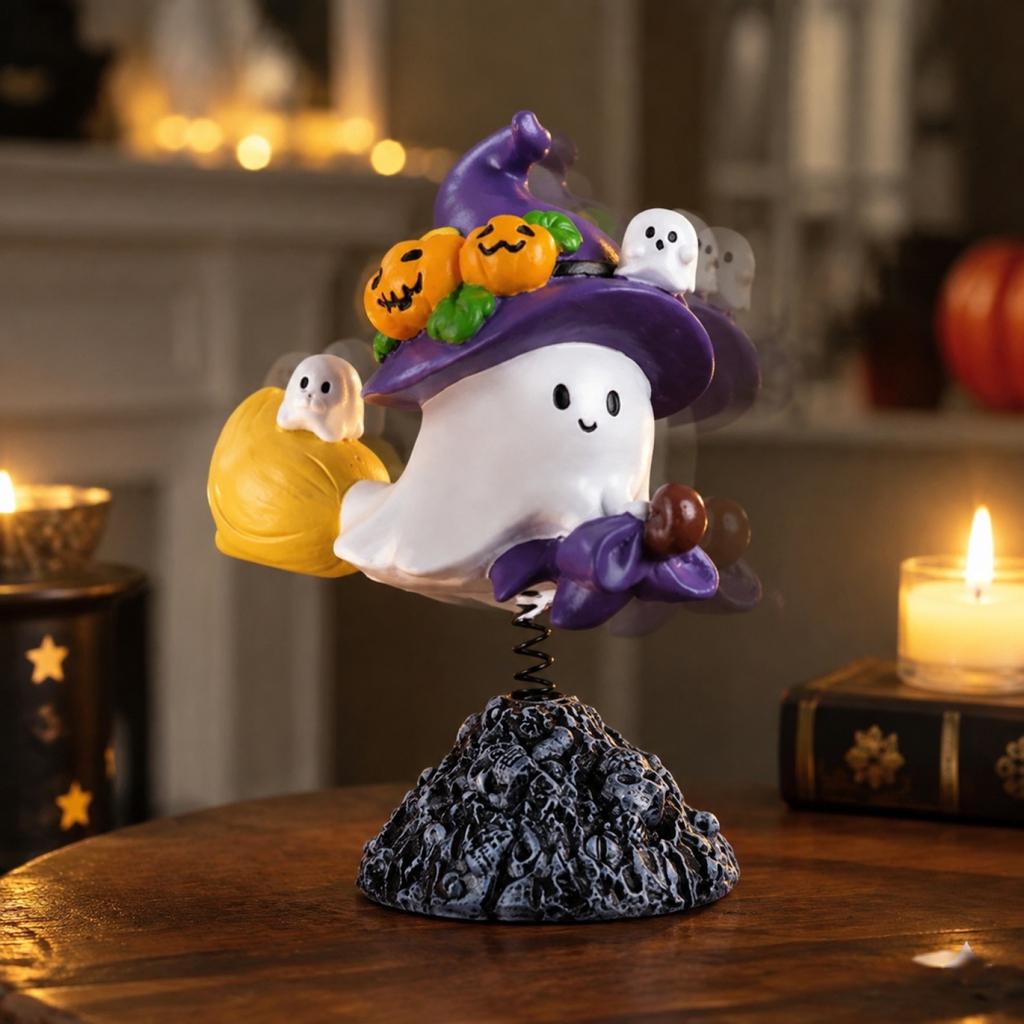 Halloween Resin Figurine with Shaking - Cute Decoration for Tabletop and Home