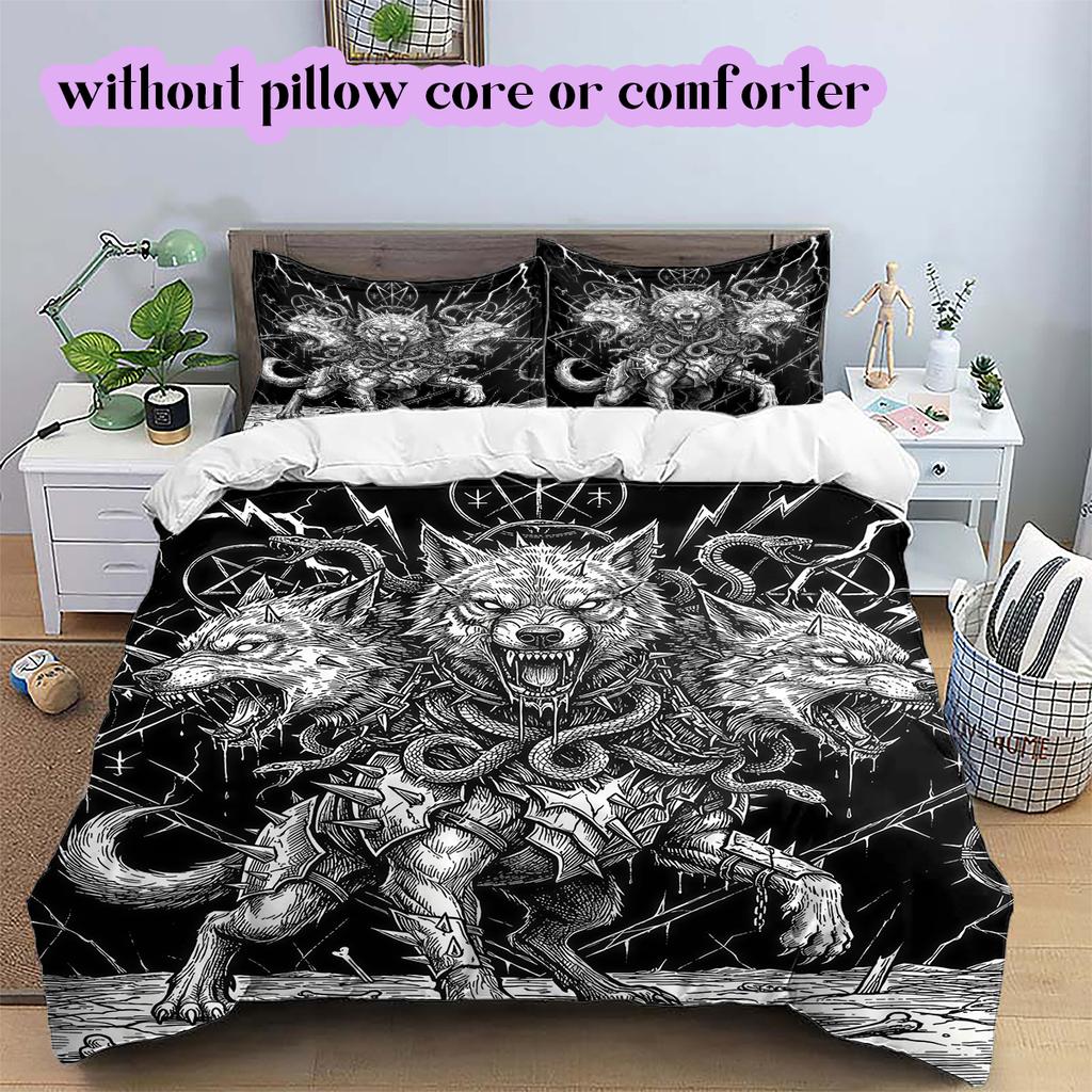 Thorn Gothic Dark Pattern Bedding Quilt Set Quilt Cover Pillowcase Home Decoration Birthday Gift (1 * duvet cover + 2 * pillowcase, without core)