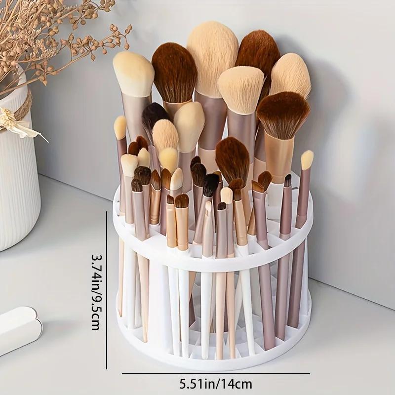 Multifunctional Makeup Brush Holder, Large Capacity Rotating Round Organizer for Brushes and Pencils (Without Makeup Brushes)