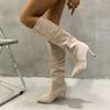 Women's Slim Heel Pointed Toe Knee-High Boots, Straight Shaft Over-the-Knee Fashion Boots, Fall Winter Footwear