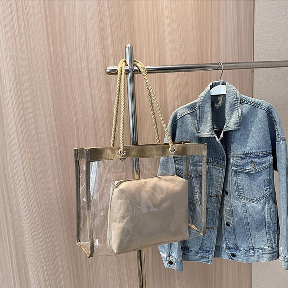 [YUYAKESHI] Clear Tote Bag, Transparent PVC, Large Capacity, Show-Off Bag, Shoulder Bag, Vinyl Bag, Large, Includes Pouch, Inner Bag, Ita-Bag