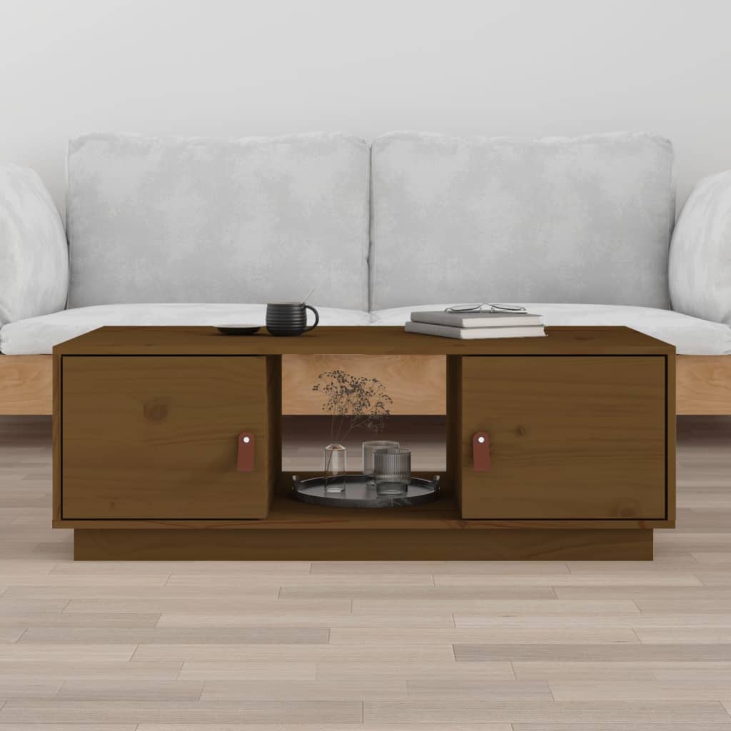 Vidaxl Stolik Kawowy, Miodowy Brąz, 100X50X35 Cm, Lite Drewno Sosnowe