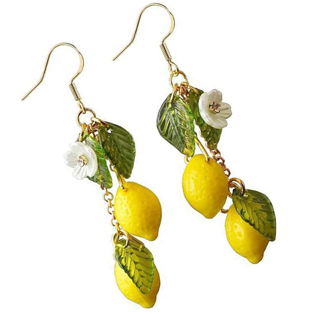 Mediterranean Inspired Lemon Earrings Comfortable Wear Sterling Silver Hook Decoration for Trendy Women Everyday Wear