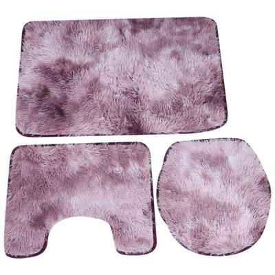 3Pcs Bathroom Rug Set Soft Non Slip Toilet Lid Cover Bath Mat Contour Rug Home DecorationRose