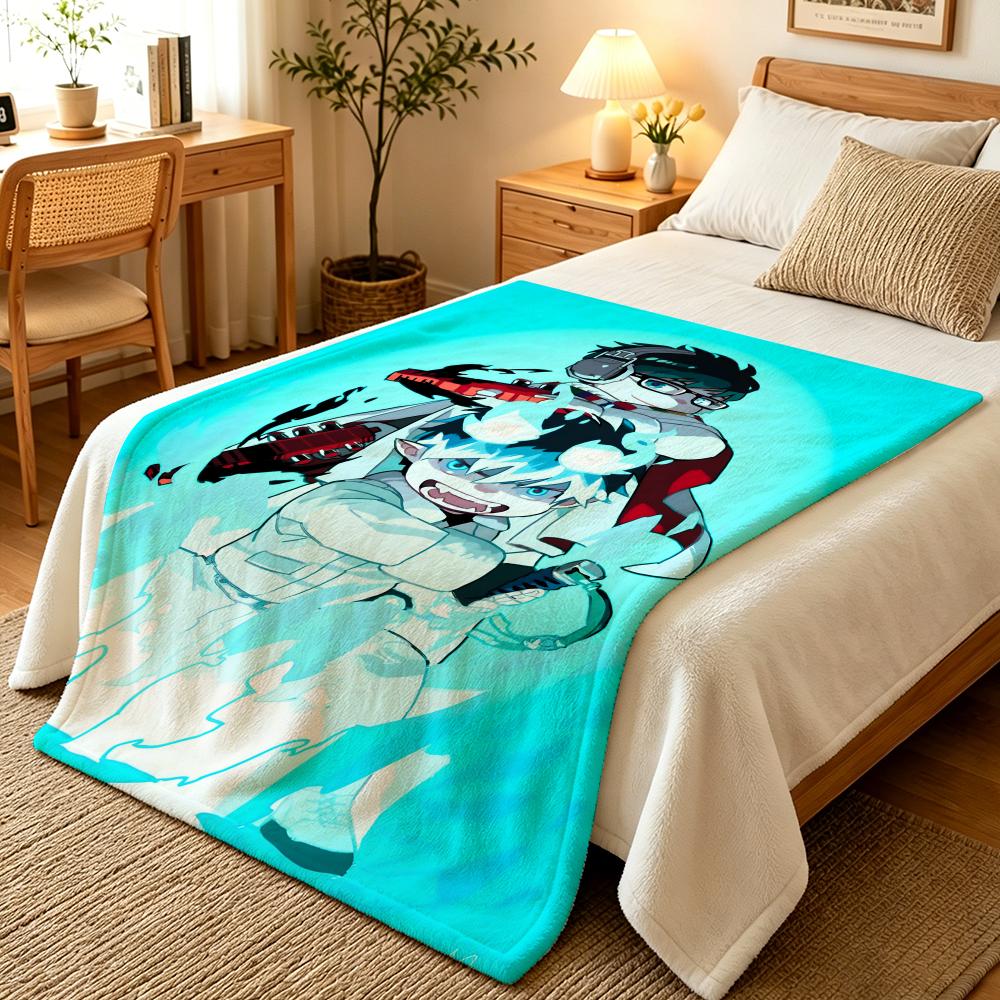 Anime B-Blue Exorcist Throw Blankets Soft Warm Flannel Blanket Bedding For Bed Living Room Home Sofa