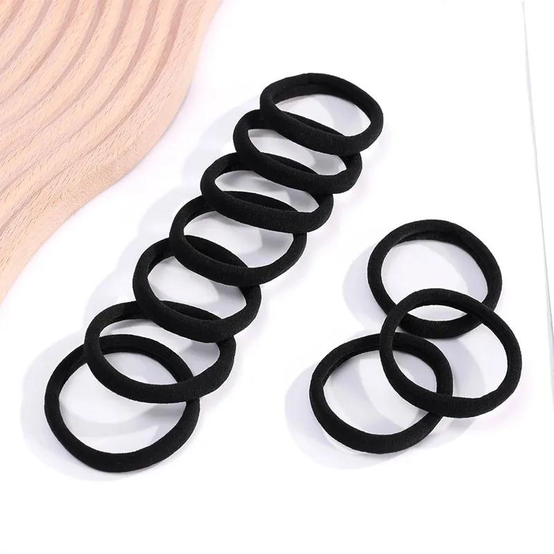 50/100 ks Černé gumičky do vlasů pro ženy dívky čelenka vysoce elastická gumička gumičky do vlasů držák na culík scrunchies doplněk