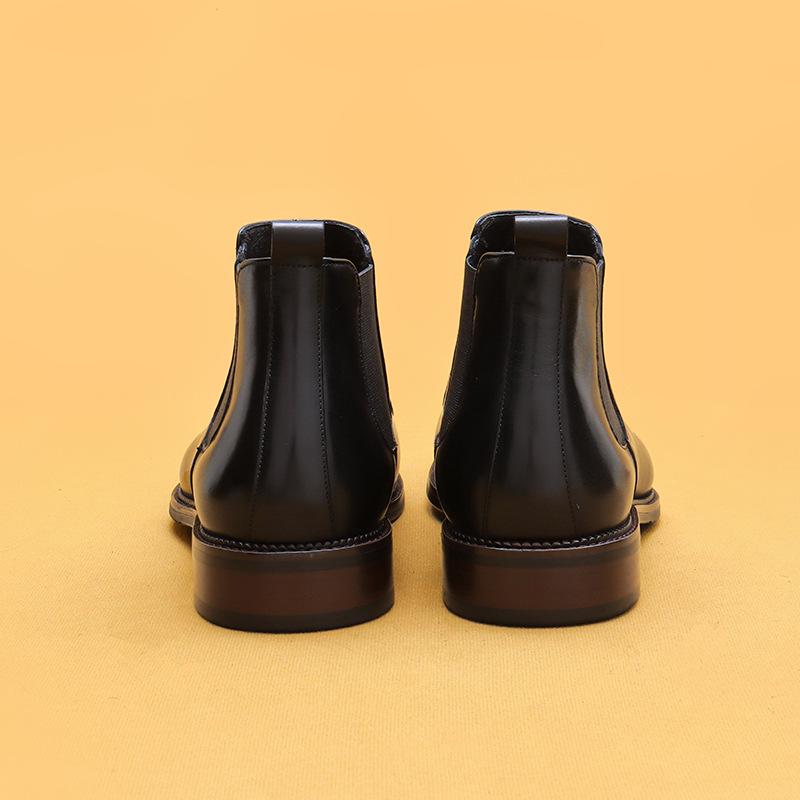 [VIP Exclusive] Men's Black Genuine Leather Martin Boots - Pointed Toe, British Style, Business Casual, High Top Winter Boots