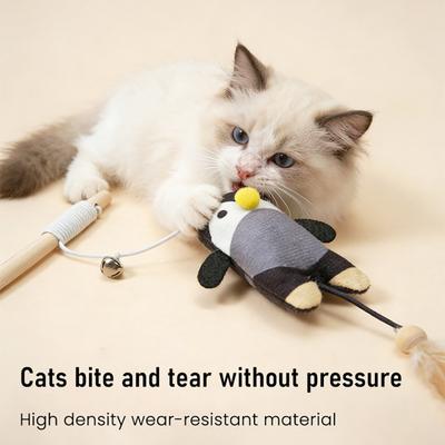 Bacchetta Interattiva Giocattolo per Gatti Piuma Peluche Animale Bastoncino Stimolatore per Gatti con Campanellino Giocattolo per Gioco Esercizio Gattino Indoor