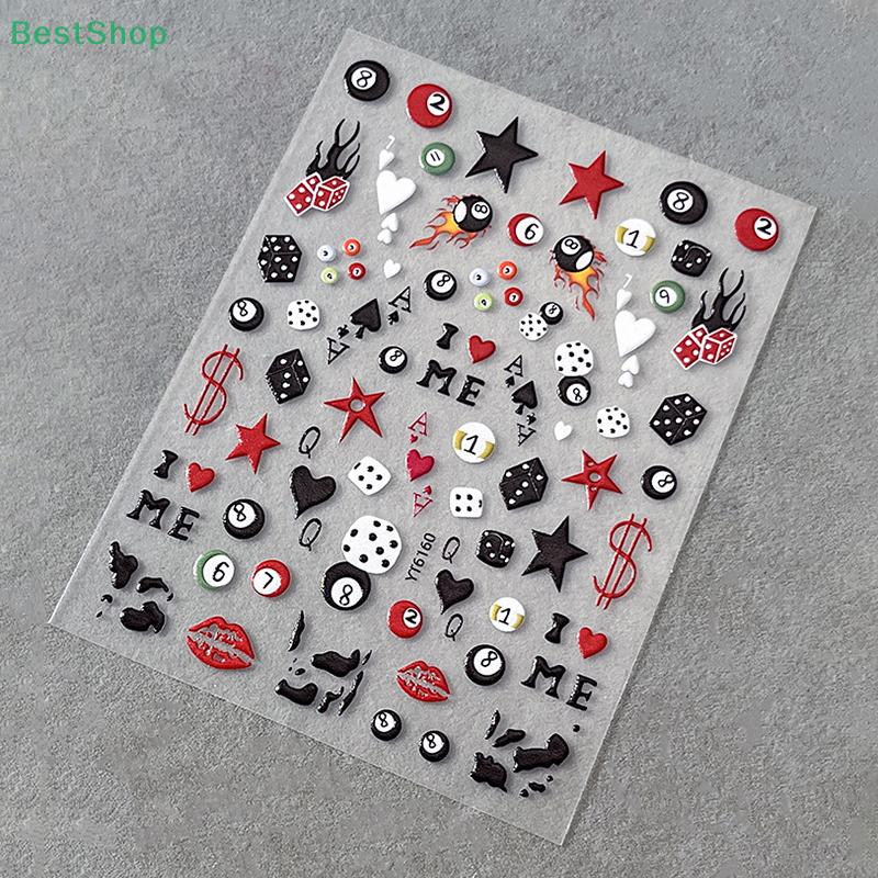 3D Stereoscopic Cherry Billiards Dice Design Nail Art Decals DIY Manicure Accessories