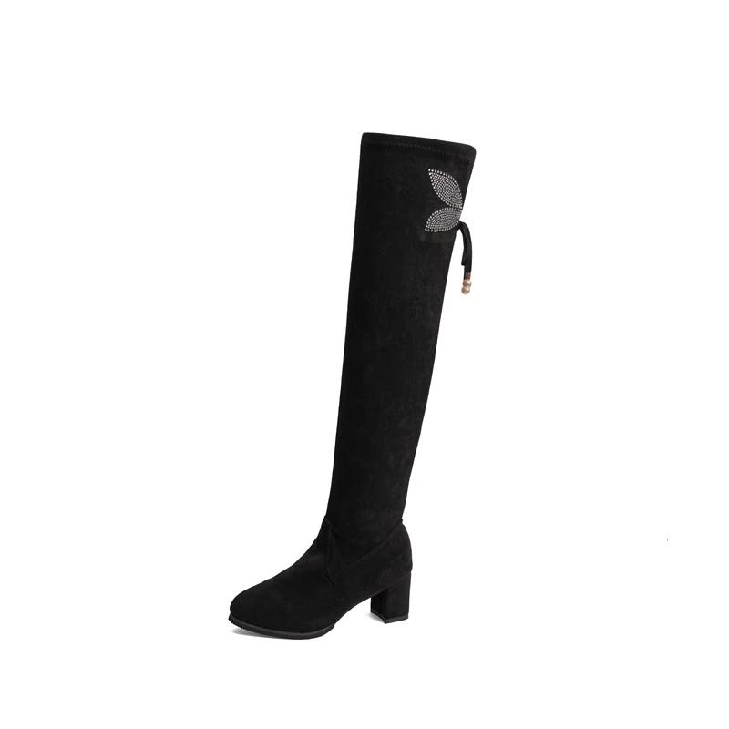 Fashion Winter Rear Lacing Over-the-Knee Boots Ladies Shoes 2024 High Quality Slip-on Women's Boots Fashion Crystal Modern Boots Women
