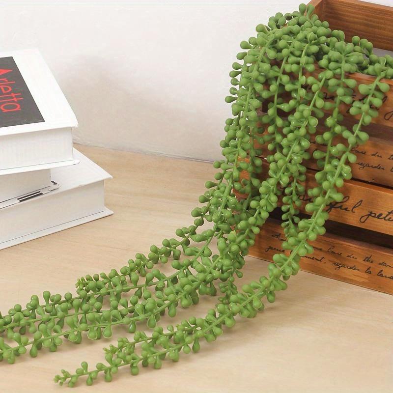 1 шт. Искусственное растение Слезы любви Искусственный цветок Ротанг Суккулент Лоза Искусственный суккулент Пластиковый цветок Ротанговый подвес зелёный
