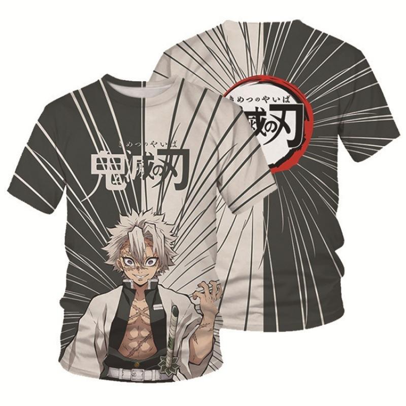 Cross-border hot-selling new anime Japanese Demon Slayer series T-shirts, 3D digital print casual short-sleeve T-shirts unisex XXS