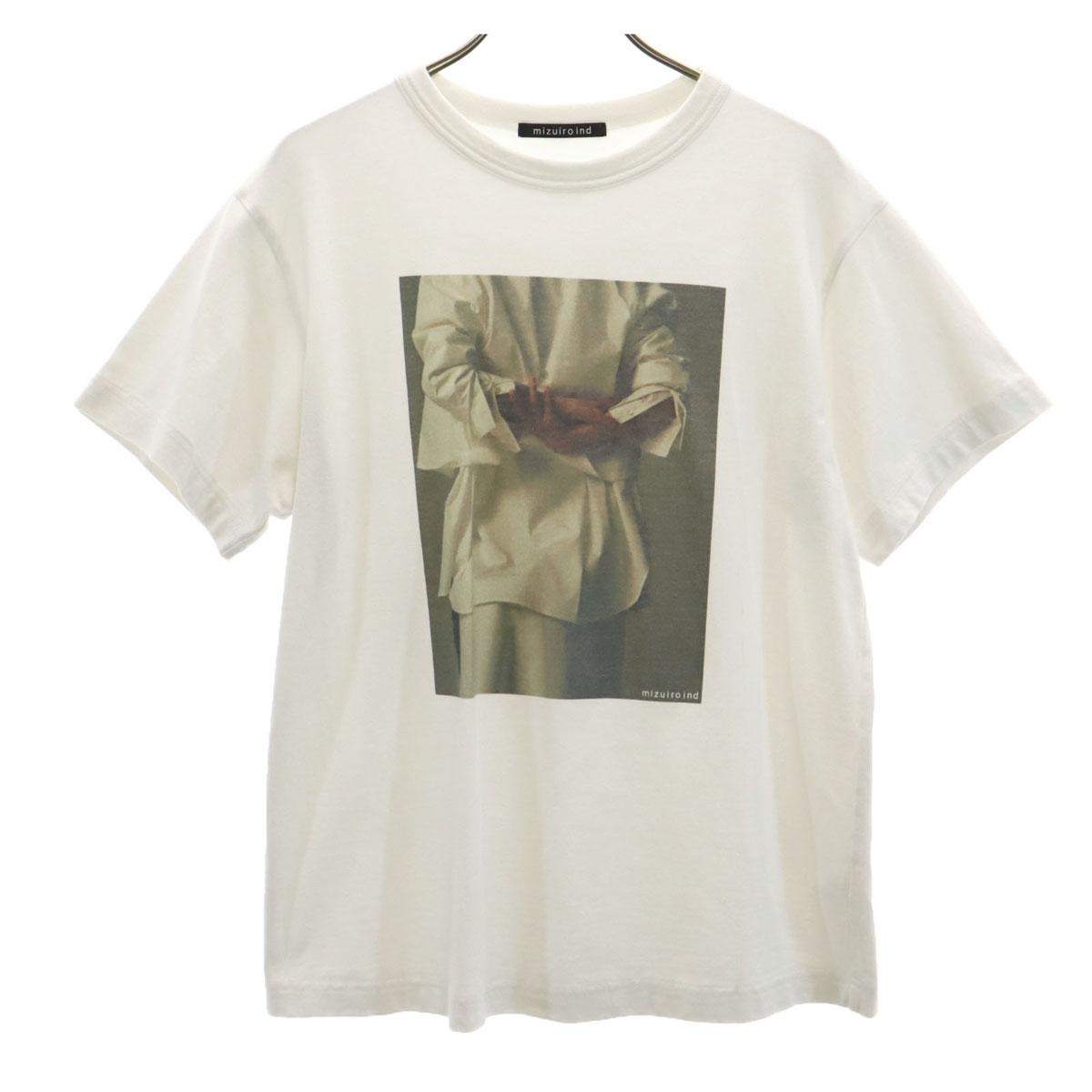 

mizuiro ind сделано в Японии Фотопринт Футболка с коротким рукавом белая Женская Б/У