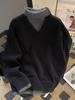 Men's Korean-Style High-Collar Knitwear: Loose Solid Color, Elegant Two-Piece Look, Versatile Winter Pullover