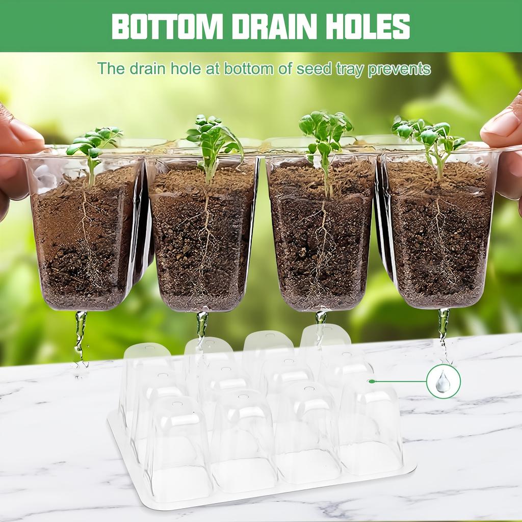 Heavy Duty Seed Starter Kit, Plant Tray with Humidity Dome and Base, Outdoor Friendly with Vent Hood & Drainage Holes