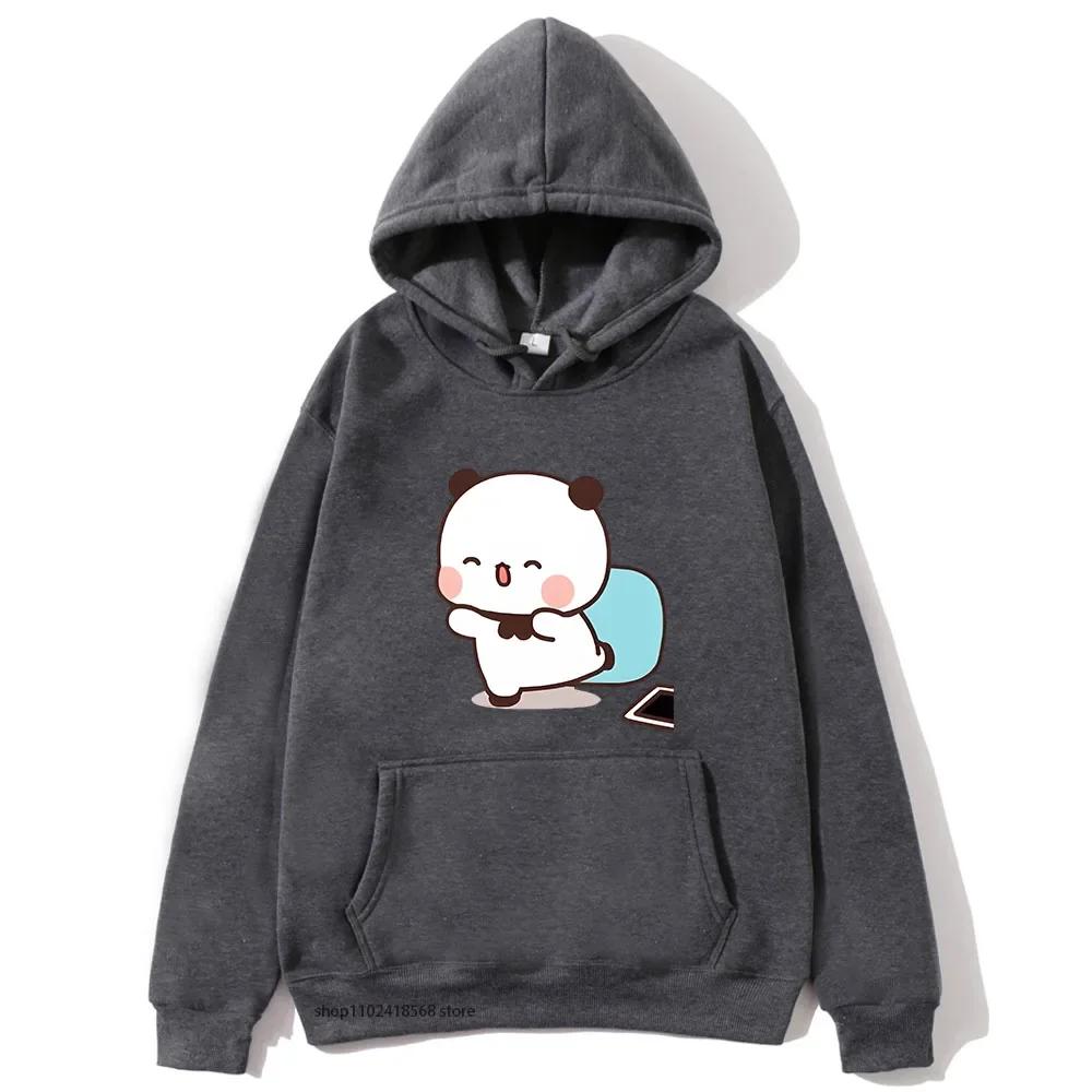 Cute Dudu Is Welcome Home Bubu Hoodies for Women Cute Panda Bears Sweatshirts Couple Clothes Men Kawaii Girls Pullover