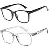 2PCS Blue Light Blocking Reading Glasses Anti-Fatigue Unisex Oversized Frames Spring Hinges for Comfortable Vision Protection