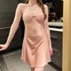 Summer ice silk suspender pajamas female sexy V-neck lace chain pajamas thin spring new loungewear