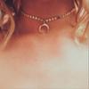 Vintage Female Collarbone Chain, Alloy Handmade Sequin Neck Chain Horn Crescent Moon Pendant Necklace
