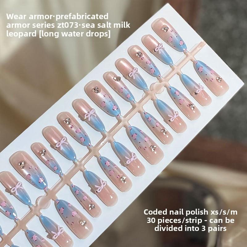 Nail Art Wearing Nail Handmade Naked Pink Gradual Change Nail Piece Light Luxury Pure Desire Wind Nail Sticker