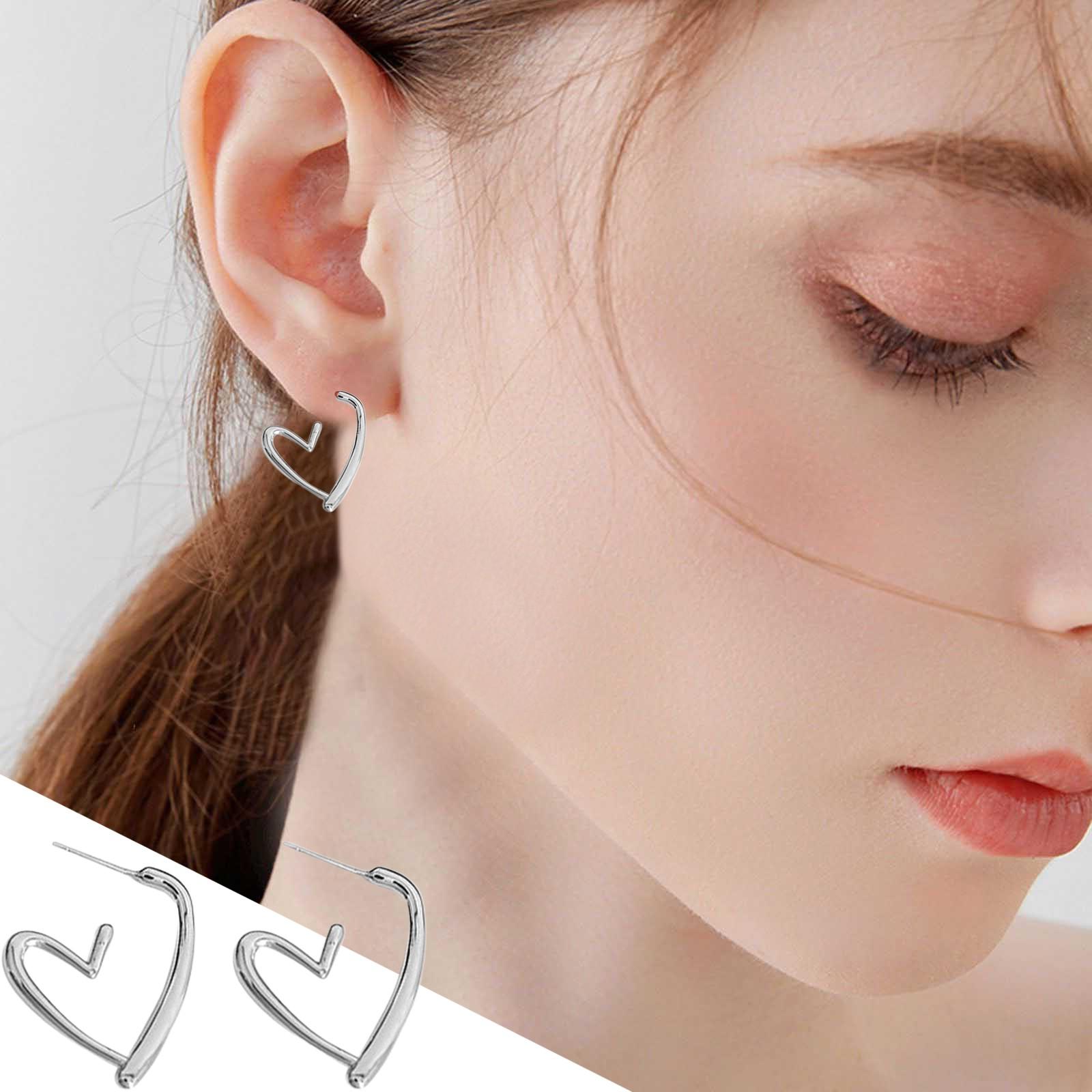 

Серьги-сердечки из металла S925 для женщин. И универсальные серьги One Size серебряный