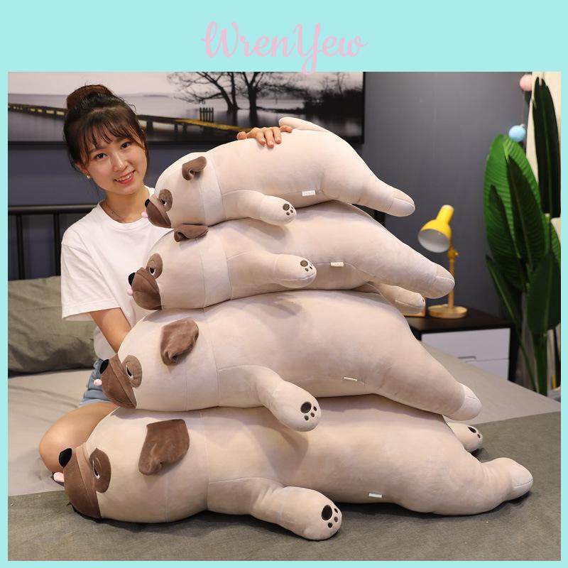 Adorabile Cuscino Peluche Cane Carlino Morbido Peluche Giocattolo Animale Per Riposini E Dormire