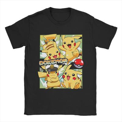 Anime Pokemon Characters Pikachu Cartoon Graphic T Shirts Men Women Cotton Tee Shirt Clothes