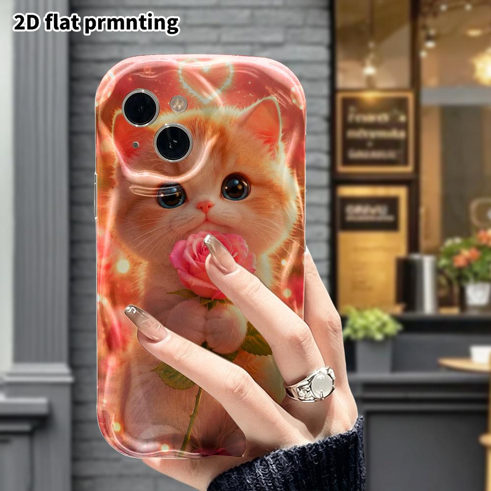 Phone Case: 2D Flat, Fits iPhone 18, 17, 16, 15, 14, 13, 12 Pro, Phone Decoration, Holding a Pink Rose, Perfect Gift for Christmas and Halloween