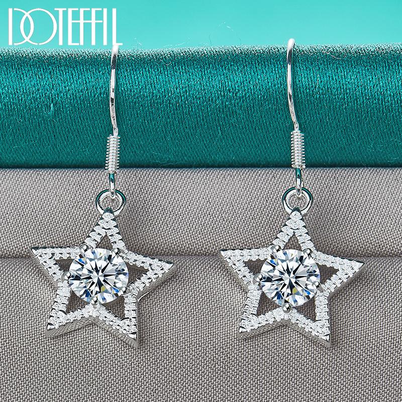 AAA Zircon Star Earrings Silver Fashion Jewelry