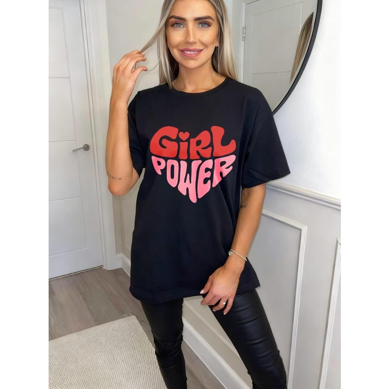 Oversized T Shirt Black Girl Power Print Graphic Tee For Casual Wear And Everyday Style